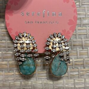 NWOT Anthropologie Serefina Turquoise Crystal Drop Earrings